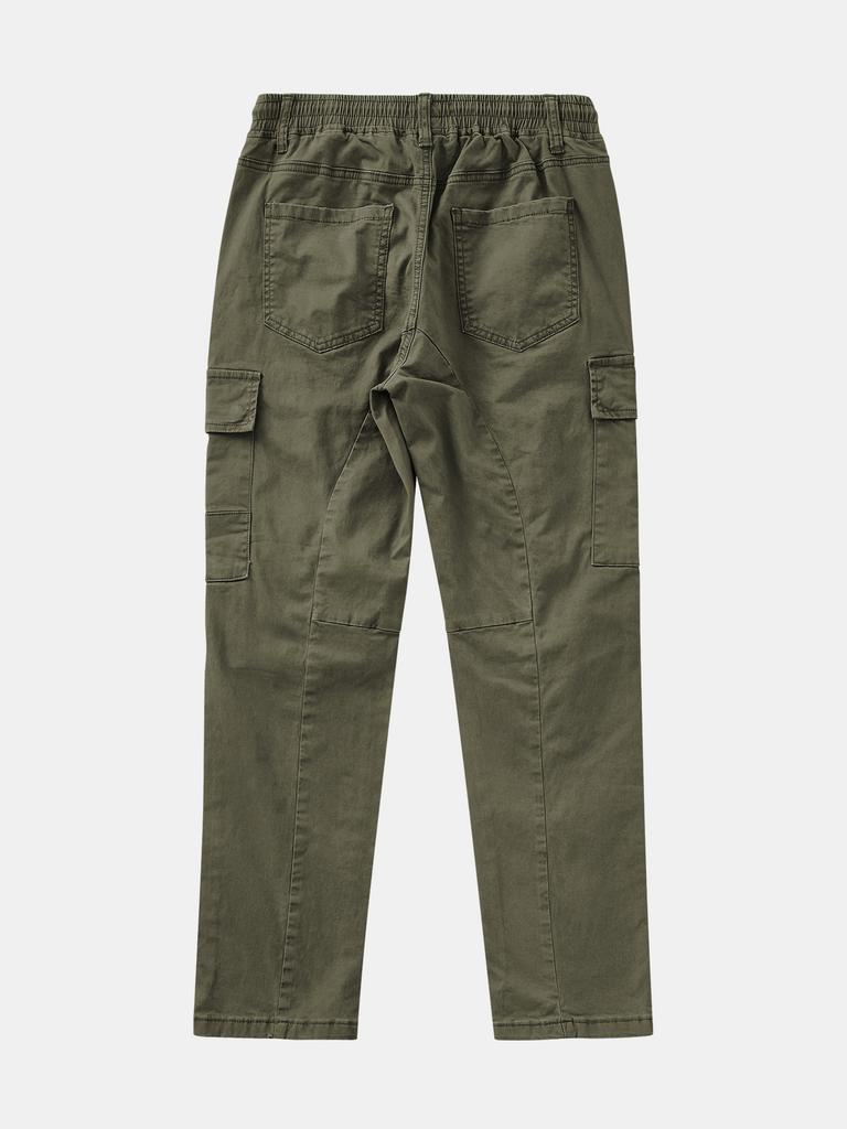 IKALOOK Regular Fit Spandex Chino Cargo Pants Dpt152