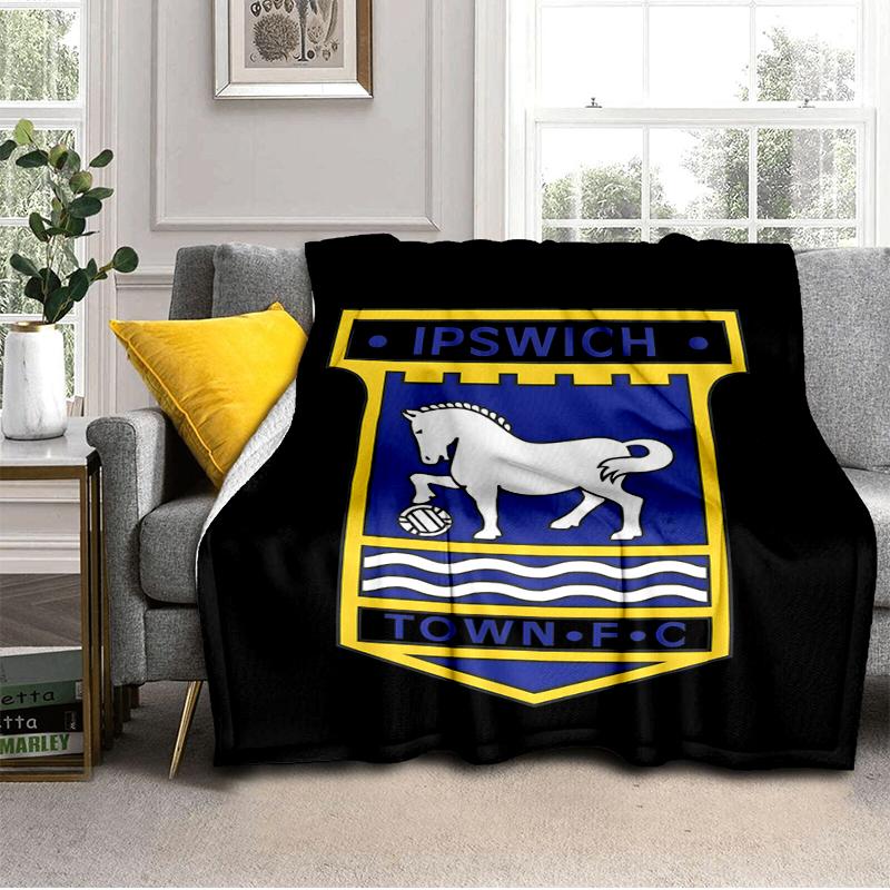 FC Ipswich Crest Blanket Lightweight Ideal Bedding Blanket Perfect for Travel, Camping, Living Rooms, Offices, Sofas, Fan Christmas Gift