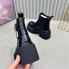 Cowhide Version~ Martin Boots Women's British Style Autumn and Winter Versatile Engraved Buckle Foot Short Boots Thick Heel Thick-soled Cigarette Boot