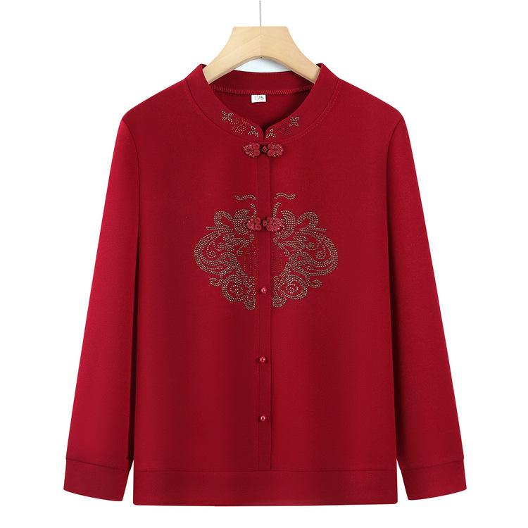 60-70 Middle-aged and Elderly People Spring and Autumn Loose Coats, Grandma and Wife Top Clothes, Mother Buckles, Tang Suits