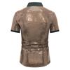 Men's Summer Shiny Patchwork Color Short Sleeve Shirt YC10
