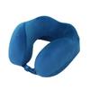 Blue Travel U-Shape Memory Foam Pillow: Foldable, Portable Neck Support with Buckle, Perfect for Naps.
