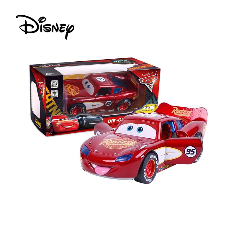 Disney Pixar Carros Relâmpago McQueen Edição Som e Luz Carro de fricção de porta dupla 1:32 Veículos Diecast Carro de Liga Brinquedos Presentes