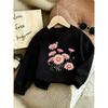 European sizes Cute Floral Print Kids'  Lightweight Round Neck Sweatshirt, Comfortable Outdoor Wear Choice for 0-3 Year Old Kids