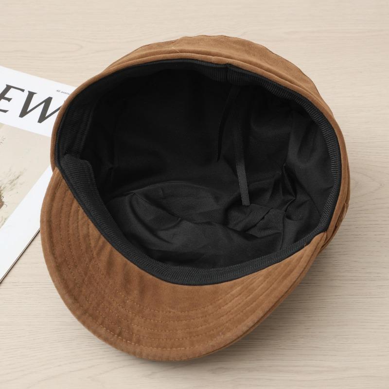 Women S Brown Flat Top Suede Like Korean Style Newsboy Cap