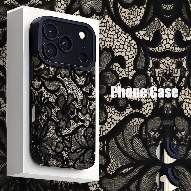 Blumen-Spitzenmuster Handyhülle geeignet für iPhone 17 16 15 14 13 12 11 Pro/Max/Plus sturzsicher und stoßfest Rückseite