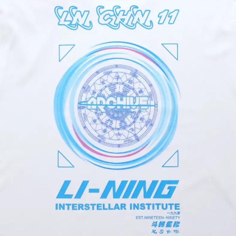 Li Ning Dazzling Star Letter Print Fashion Versatile Comfortable Round Neck Pullover Short Sleeve T-Shirt Casual Sports Set AHSU969-3+YKSV147-2
