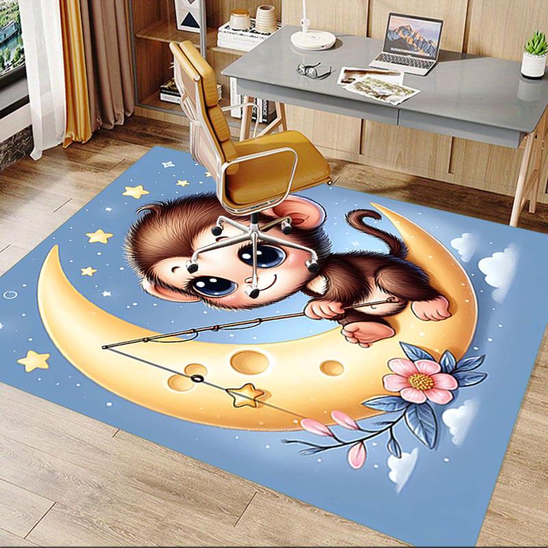 1PC Monkey Star Non-Slip Floor carpet, suitable for Office, bedroomand playrooms. It can also be used as a sofa footrest cover-T82