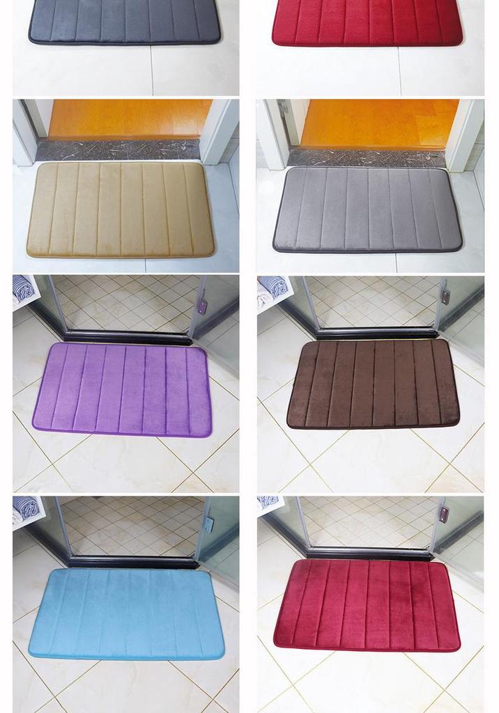 Thickened Memory Foam Anti-slip Entrance Mat - Absorbent Coral Fleece for Home & Bathroom