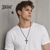 Black Cross Necklace Stainless Steel for Men Women Cuban Link