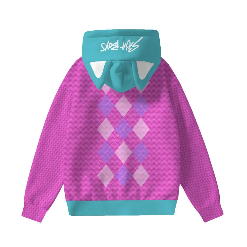 Dětská mikina s dlouhým rukávem, s potiskem, přes hlavu, s kapucí a kočičími oušky