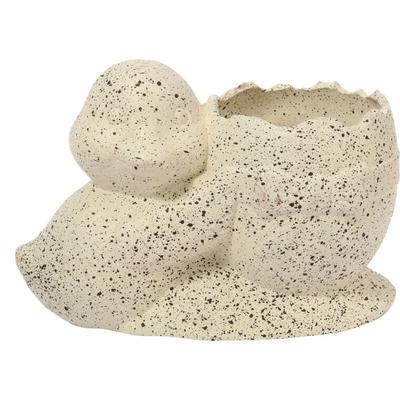 Flowerpot Cover Egg with Duck Easter White Speckled