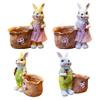 Funny Easter Planter Reusable Bunny With Carrot Flower Pot Multi-Purpose Animal Succulents Holder for Home Festival Decoration
