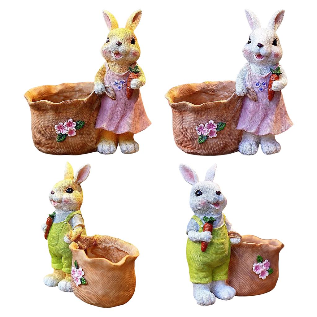 Funny Easter Planter Reusable Bunny With Carrot Flower Pot Multi-Purpose Animal Succulents Holder for Home Festival Decoration