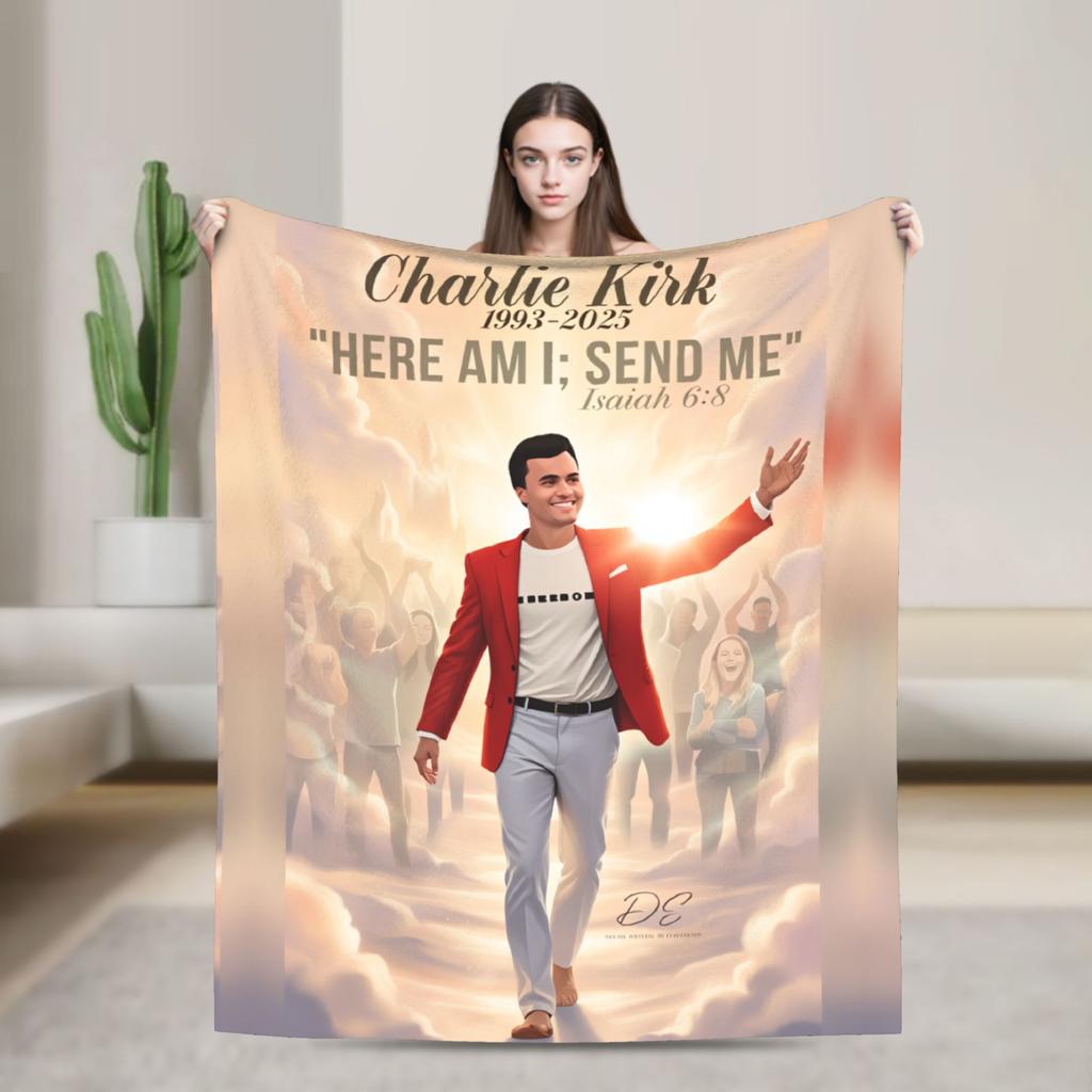 Charlie Kirk Angelic Advocate Plush Blankets Kids Adult Flannel Throw Blanket For Couch Bed Warm Design Quality Bedspread