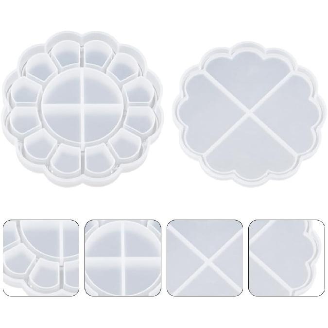 STOBOK DIY Silicone Flower Lace Storage Box Mold with Lid, Epoxy Resin Art Crafts Mold for Jewelry, Candle Holder, Beads Container, 5.15 X 5.15 X