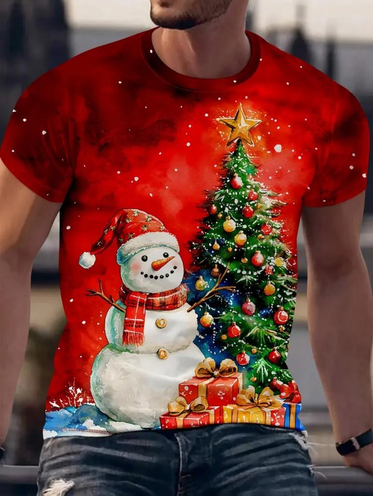 Christmas Santa Claus 3D Print T Shirt for Men Casual Short Sleeve Tee Shirts Fashion O-Neck Top New Year Gift Oversized T-Shirt