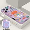Magnetic For Magsafe Case For iPhone 17 Pro Max Cartoon Graffiti Travel Label Print Soft Silicone Phone Cover For iPhone 16 15 14 13 Pro Max 16e 17e
