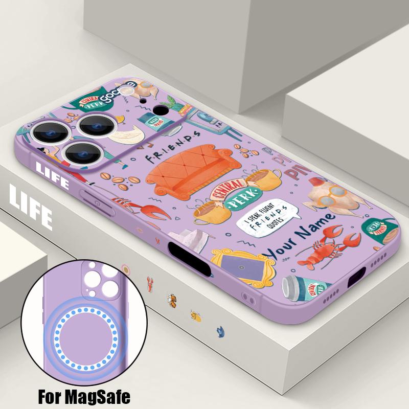 Magnetic For Magsafe Case For iPhone 17 Pro Max Cartoon Graffiti Travel Label Print Soft Silicone Phone Cover For iPhone 16 15 14 13 Pro Max 16e 17e
