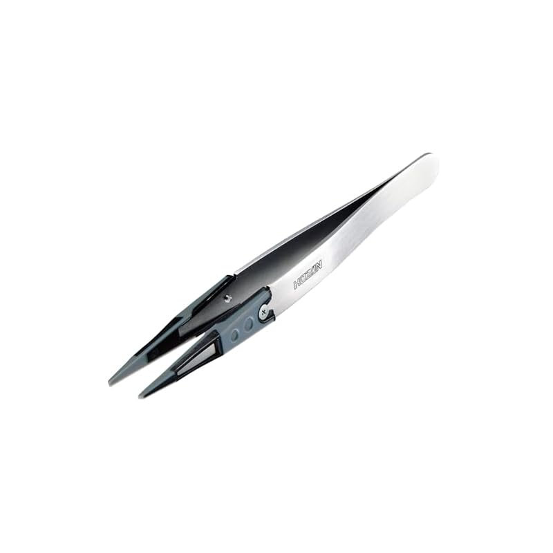 HOZAN ESD Soft Tip Tweezers, Anti-Static, 125mm Total Length, 10mm Opening Width, 1.5mm Tip Width, Straight Type, P-640-J