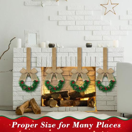 Yousheng 6 Pcs Small Christmas Wreath with Ribbon Artificial Cabinet Wreath with Red Berries Pine Cones for Home Kitchen Window Door Decor