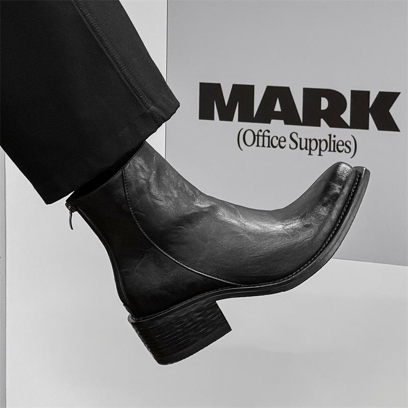 

Новые мужские остроносые высокие ботинки Martin, мужские модные ботинки Chelsea в стиле Niche Trend High Street 14525-J 38 чёрный