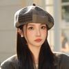 New Autumn and Winter Plaid Beret Women's Fashion Painter Hat Retro British Bud Hat