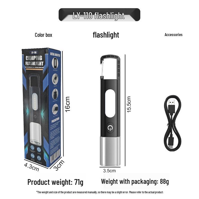 High-Power Rechargeable White Laser Flashlight with Digital Display for Outdoor Use