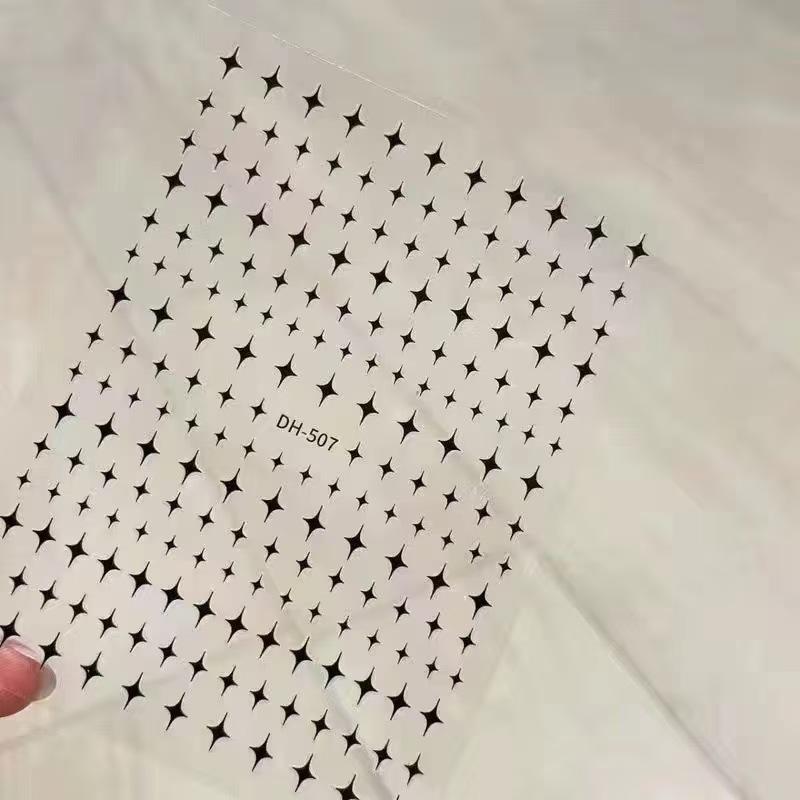 Four-pointed Star Stickers, Star Nail Glue Stickers, Nail Art, Black Star Gold and Silver Post Paper Ornaments Stickers, Nail Art