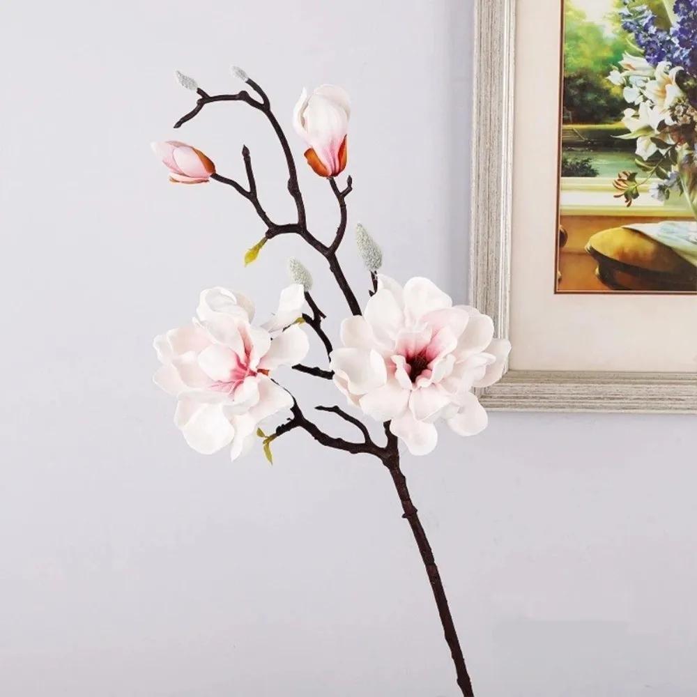 Real Touch Artificial Magnolia Flower Handmade Realistic Faux Magnolia Branch EVA Artificial Orchid Flowers Dining Table Decor
