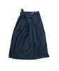 Cotton Bell Waist Belt Shirred Denim Skirt - Indigo