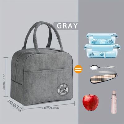 Mumosichan Isolierte Thermische Lunchtasche für Damen - Leichtes Oxford-Gewebe, Marineblauer College-Stil mit Niedlichem Fröhlichem Gesicht Logo