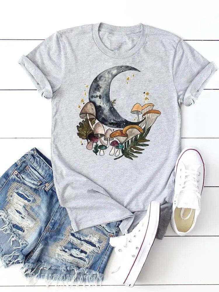 Print T-shirts Clothing Women 90s Sweet Lovely Cactus Trend T Clothes Short Sleeve Ladies Casual Fashion Female Graphic Tee