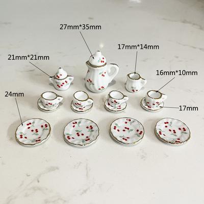 1:12 Dollhouse Miniature 17-Piece Ceramic Tea Set for Miniature Play