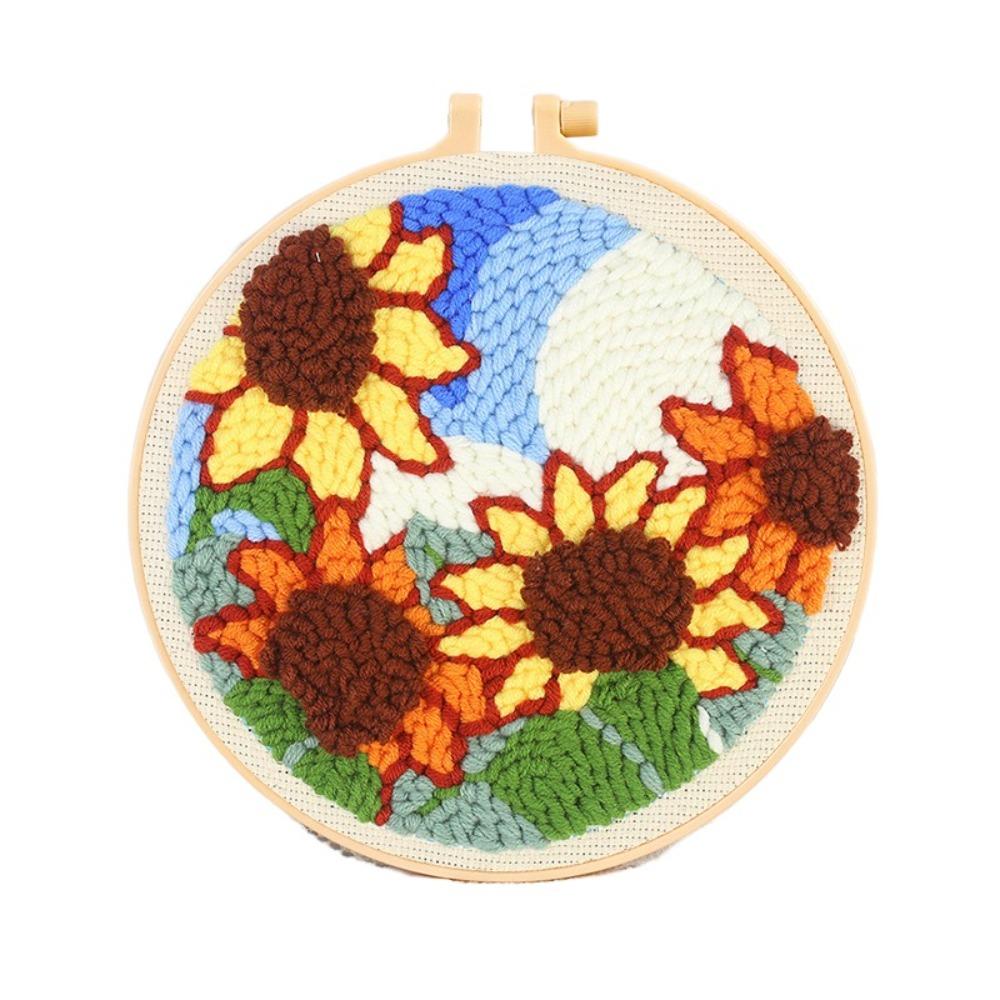 Flower Pattern Punch Needle Set Needlework Poke Needle Embroidery Kit  Educational Toys