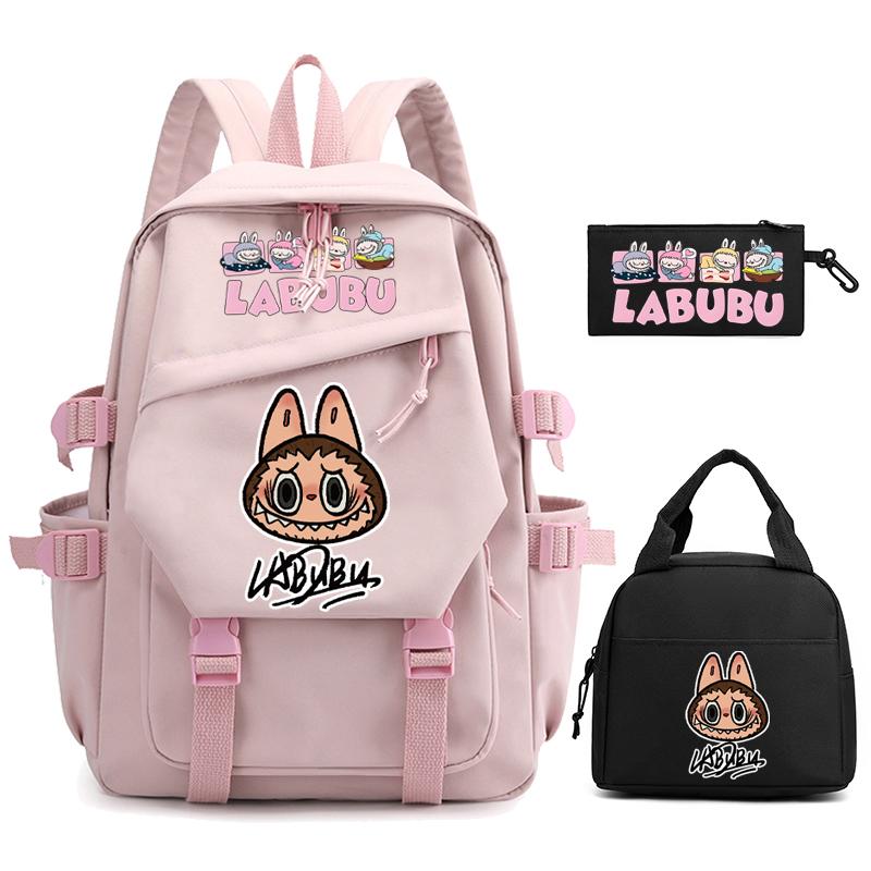 3Pcs/set Cute  Printed Backpack Pencil Case Lunch Bag Teenager Student Girl Boy Schoolbag Women Travel Laptop Bag Mochila