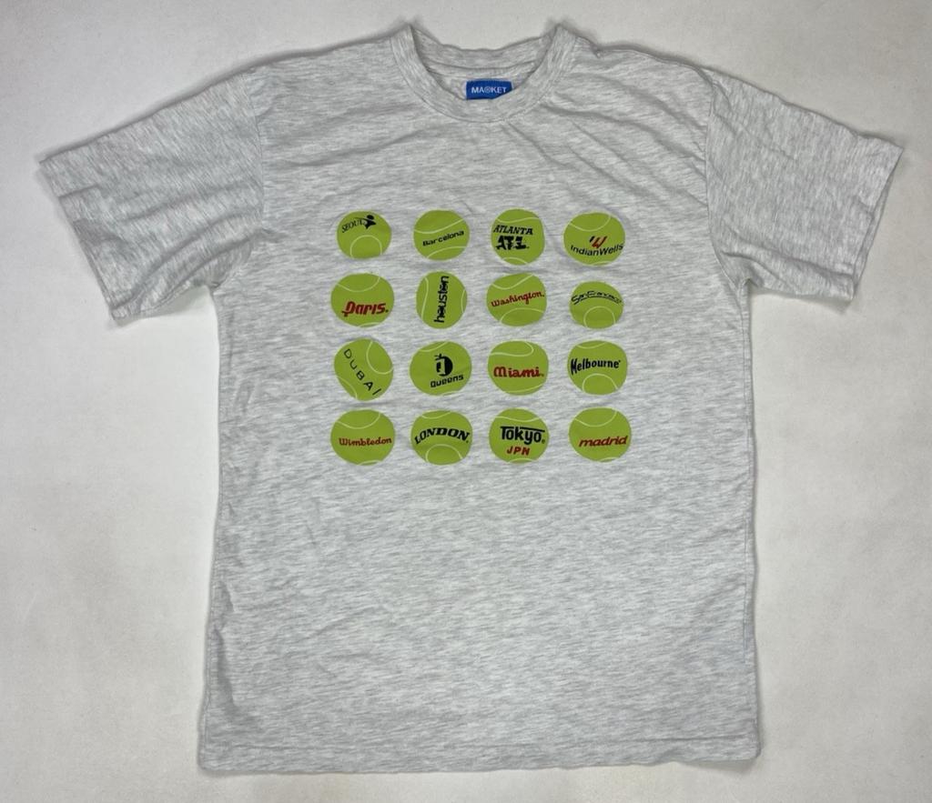Market Grand Slam Tennis Ball Graphic T-shirt Men Medium Gray Short Sleeve