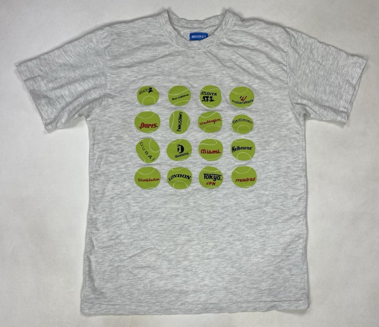 Market Grand Slam Tennis Ball Graphic T-shirt Men Medium Gray Short Sleeve S