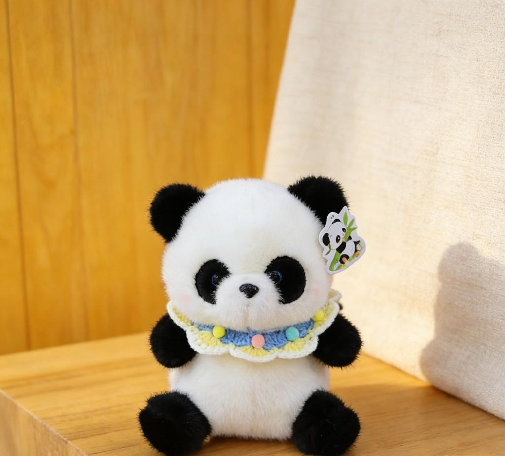Panda Plush Doll With Scarf And Sweater Decoration For Kids And Collectors