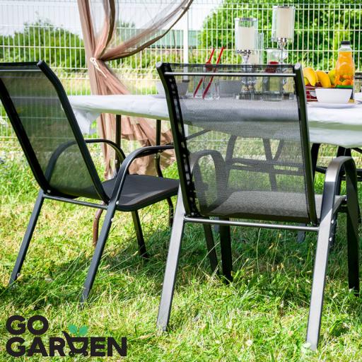 Black metal garden chair, terrace, balcony, armchair, terrace, strong, 4 pcs.