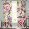 Linda com flor botânica tule cortina de janela para sala de estar quarto voile cortinas transparentes tratamentos de cozinha