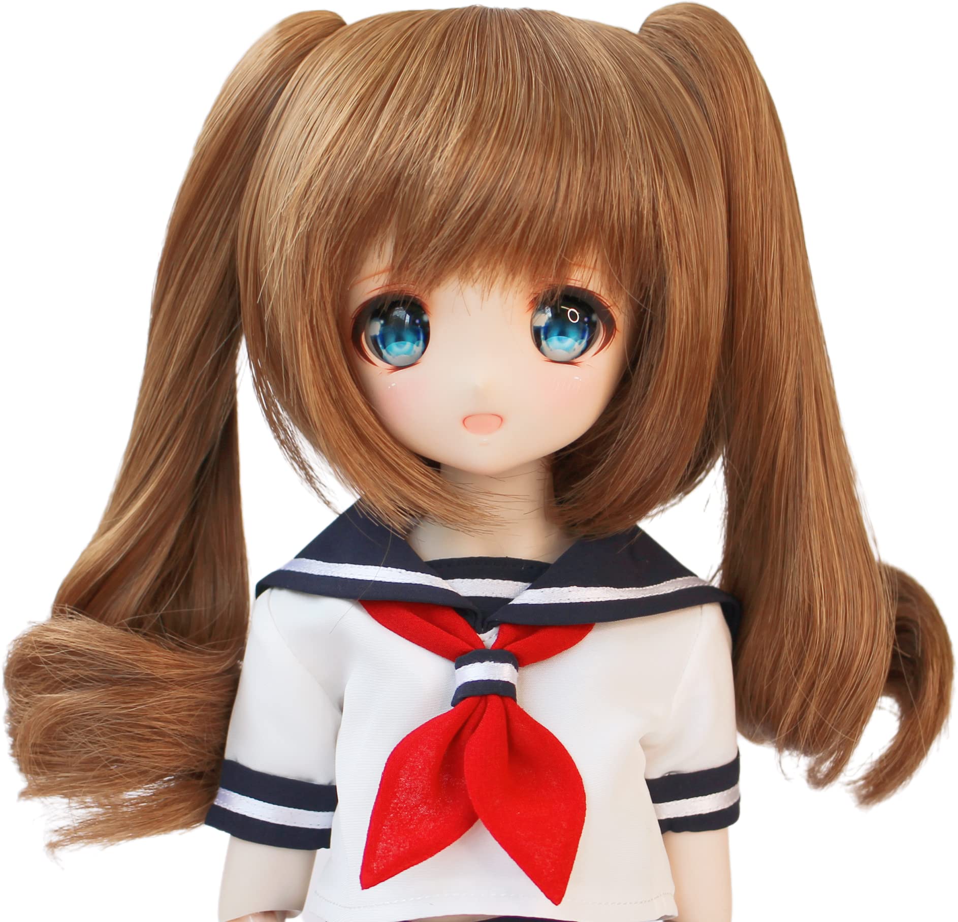 

[Petite Marie] Парик с двумя хвостиками для размеров 13 14 DD MDD (Совместимость с DDH-01~10) 9-10 дюймов (40см 60см) Термостойкий парик для кукол BJD (Медово-коричневый) [Петит Мари]