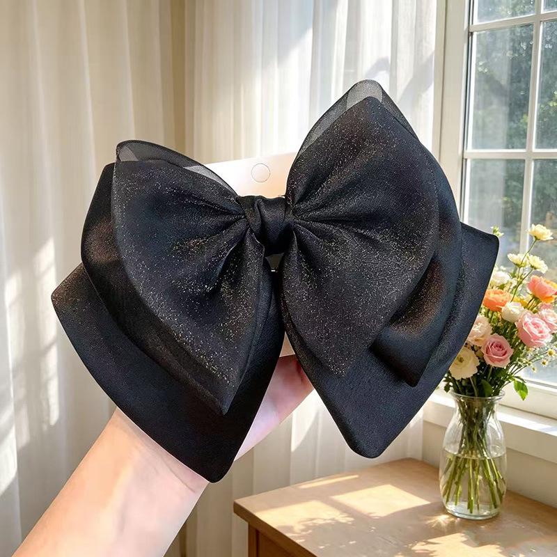 Handmade Chiffon Floral Bow Ponytail Clip for Voluminous Hair