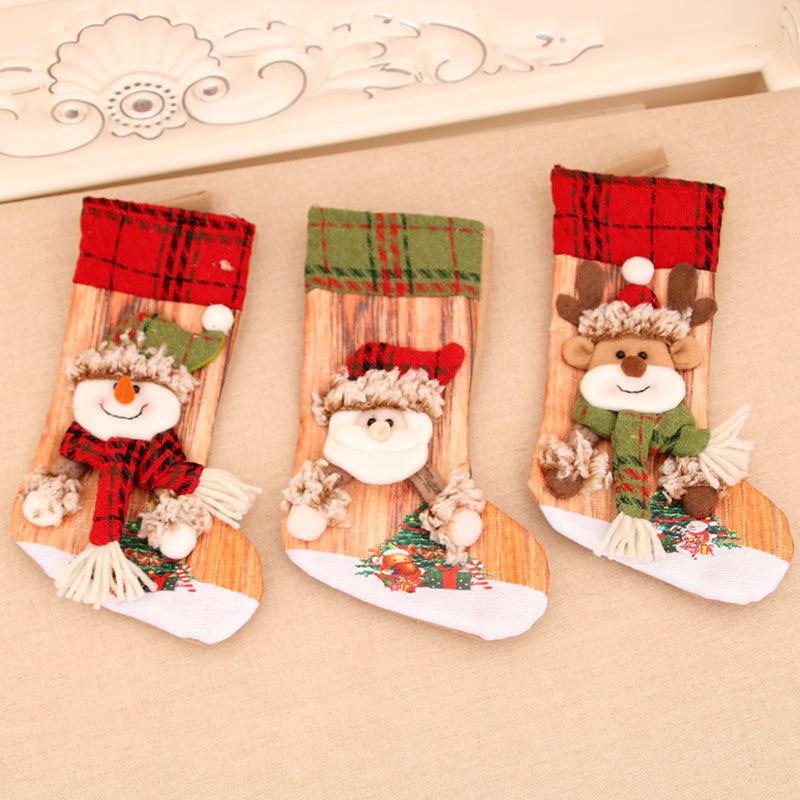 Three-dimensional Printed Christmas Stocking Gift Bag Snowman Christmas Decorations Small Gifts for Children