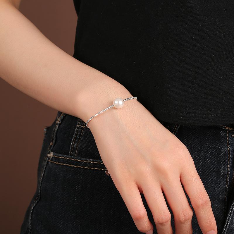 925 silver a few taels of broken silver, square necklace, female irregular broken silver, freshwater pearl, premium sense collarbone chain