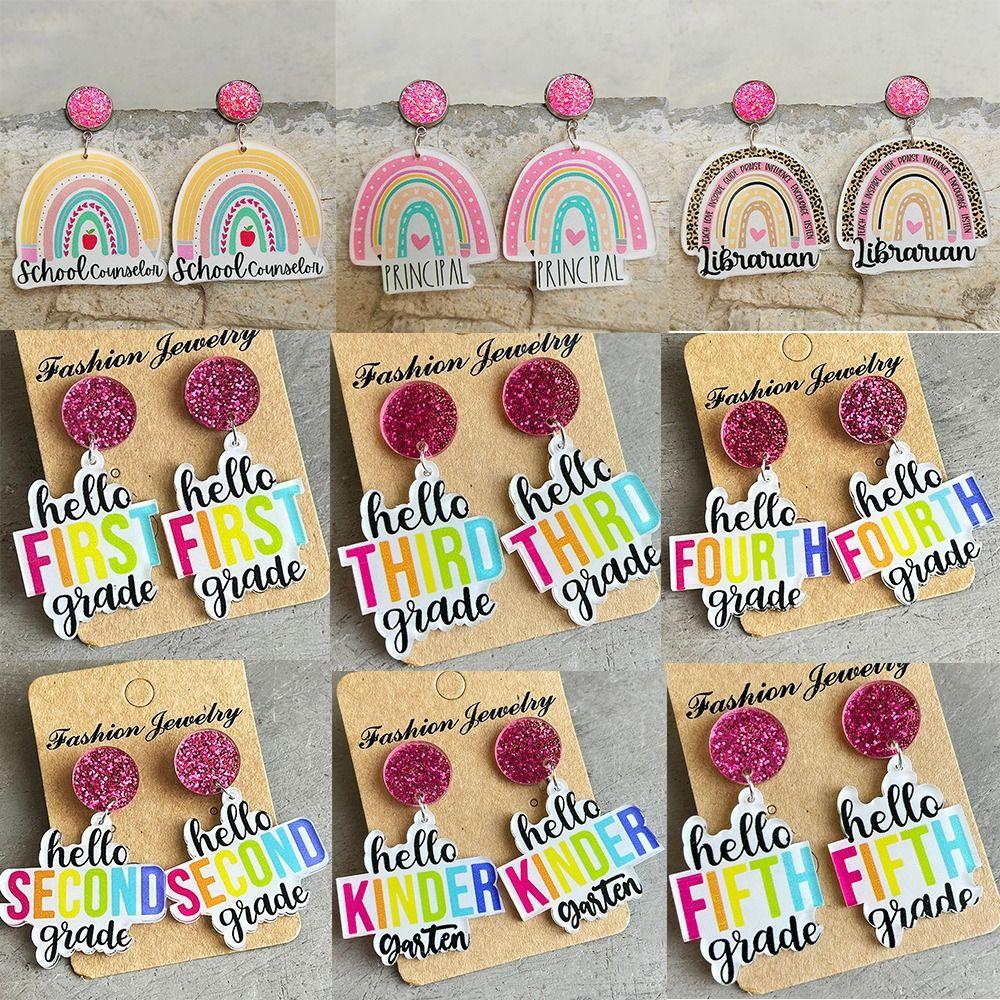 

Rainbow Drop Earring Letters Ear Clip New Earrings Rainbow Men