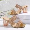 Im Sommer 22, die neuen europäischen und amerikanischen Kristall-Absatz-Schleif-Sandalen in Zentimetern, eine Absatzhöhe in Zentimetern