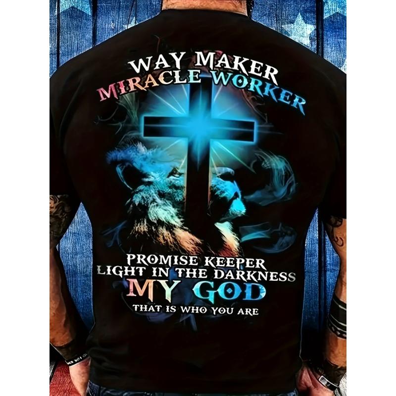 Faith T-Shirt Men 3D Realistic My God Promise Keeper Jesus Cross Graphic Printed Tee Short Sleeve Round Neck Summer Casual Pullover Top Male Clothes
