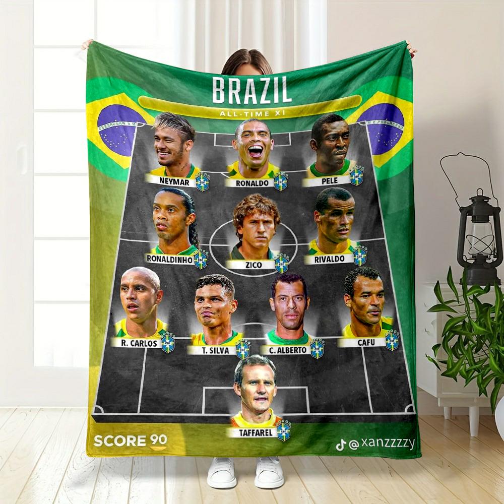 Brazil Football Legends Designed Flannel blanket for bedroom, living room, sofa, and nap