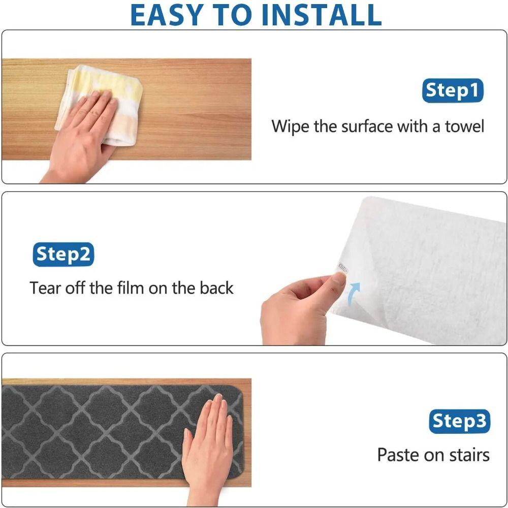 TPR Stair Treads Carpets 76x20cm Brushed Embossed Carpet Indoor Stepping Mat  for Kids Elder